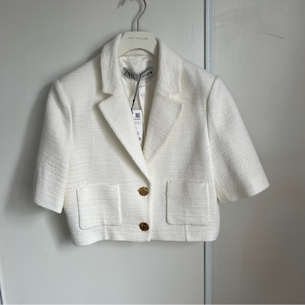Zara Ivory Cropped Blazer New with Tags M
